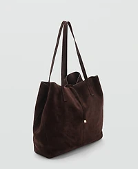 Mango Women's Suede Leather Shopper Bag