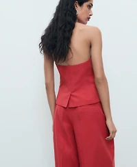 Mango Women's Linen-Blend Suit Vest