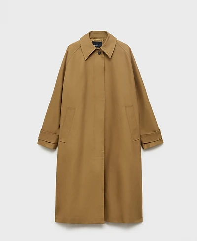 Mango Women's Cotton Long Trench Coat