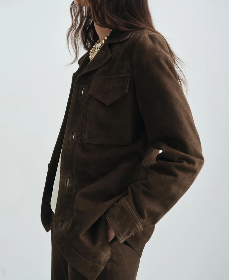 Mango Women's Suede Pockets Jacket
