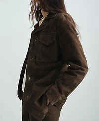 Mango Women's Suede Pockets Jacket
