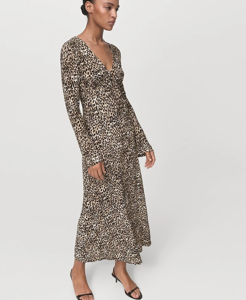 Mango Women's Printed V-Neck Dress