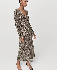 Mango Women's Printed V-Neck Dress