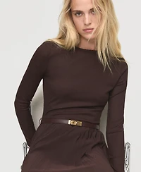 Mango Women's Belt Combined Pleated Dress
