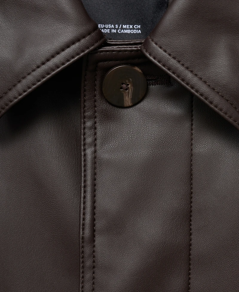 Mango Women's Long Leather-Effect Trench Coat