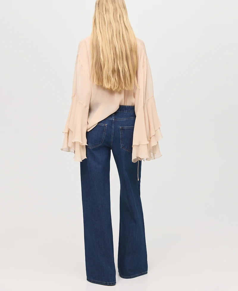 Mango Women's Low-Rise Wide-Leg Jeans