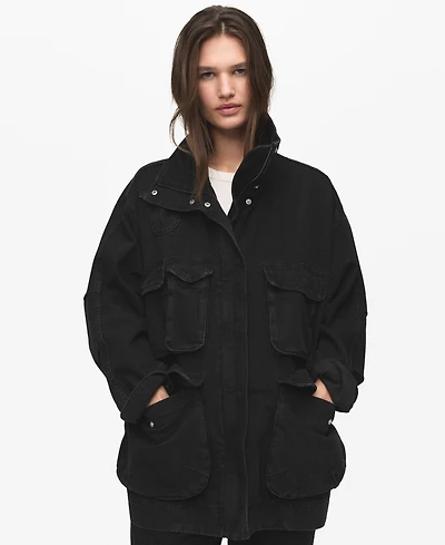 Mango Women's Pockets Oversized Denim Parka