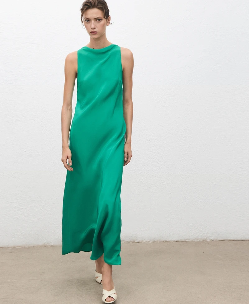 Mango Women's Long Satin Dress