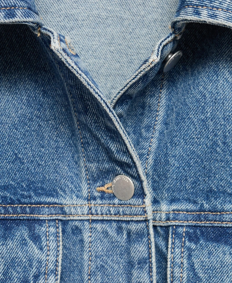 Mango Women's Pockets Fitted Denim Jacket
