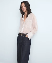 Mango Women's Wide Leg Mid-Rise Jeans