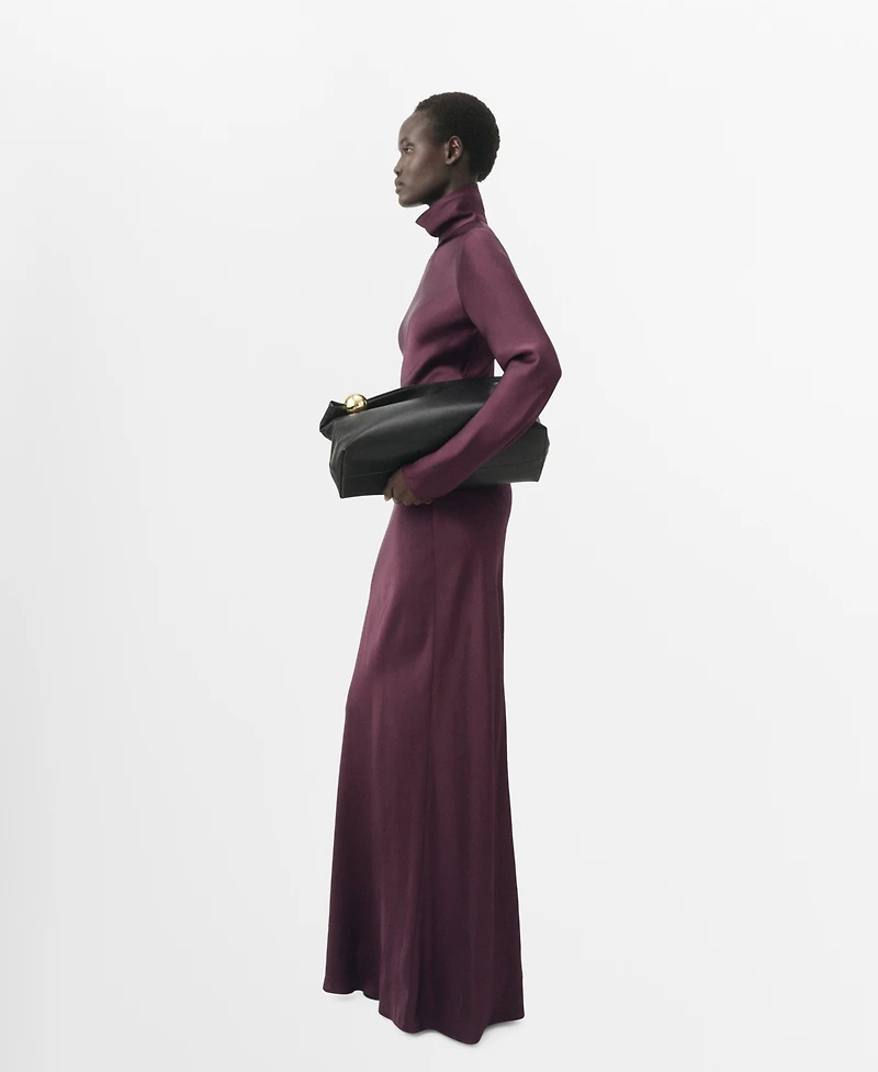 Mango Women's Satin High-Neck Dress