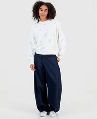 Driftwood Women's Embellished Embroidered Cotton Crewneck Sweatshirt