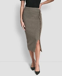 Dkny Women's Fringe Detail Bodycon Midi Sweater Skirt
