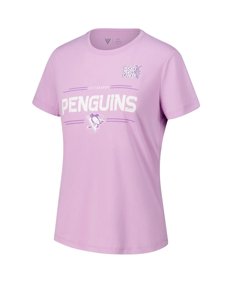 Levelwear Women's Sidney Crosby Lavender Pittsburgh Penguins Hockey Fights Cancer Anthem Name Number T-Shirt
