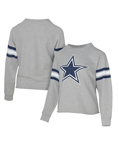 Lauren James Women's Gray Dallas Cowboys Raglan Terry Sweatshirt