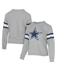 Lauren James Women's Gray Dallas Cowboys Raglan Terry Sweatshirt