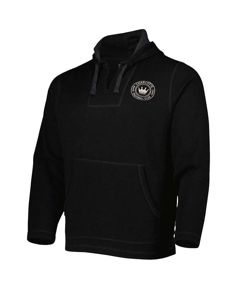 Boxercraft Men's Black Charlotte Fc Baja Fleece V-Neck Pullover Hoodie