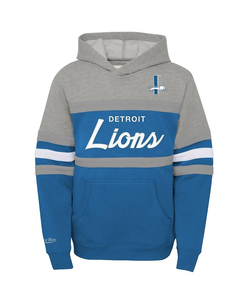 Mitchell & Ness Big Boys and Girls Blue Detroit Lions Throwback Head Coach Pullover Hoodie