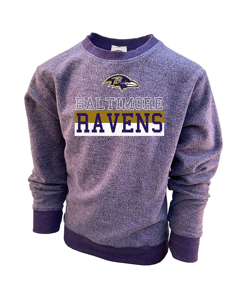 Wes & Willy Big Boys and Girls Purple Baltimore Ravens Reversible Fleece Pullover Sweatshirt