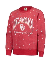 Wes & Willy Big Girls Crimson Oklahoma Sooners Shimmer Star Reverse Sweatshirt