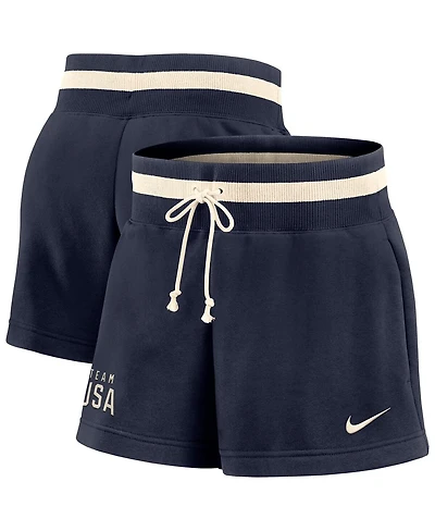 Nike Women's Navy Team Usa Phoenix Fleece High Rise Shorts