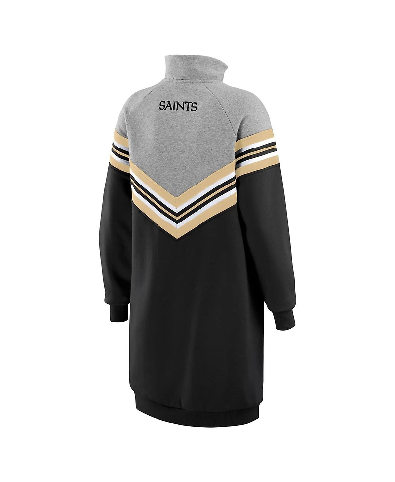 Wear by Erin Andrews Women's Black/Heather Gray New Orleans Saints Chevron Stripe Dress