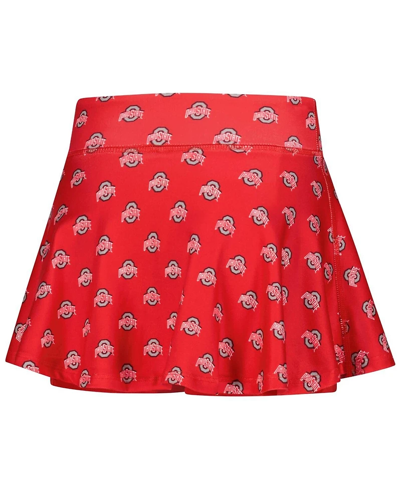 ZooZatz Big Girls Scarlet Ohio State Buckeyes All-Over Print Tennis Skort