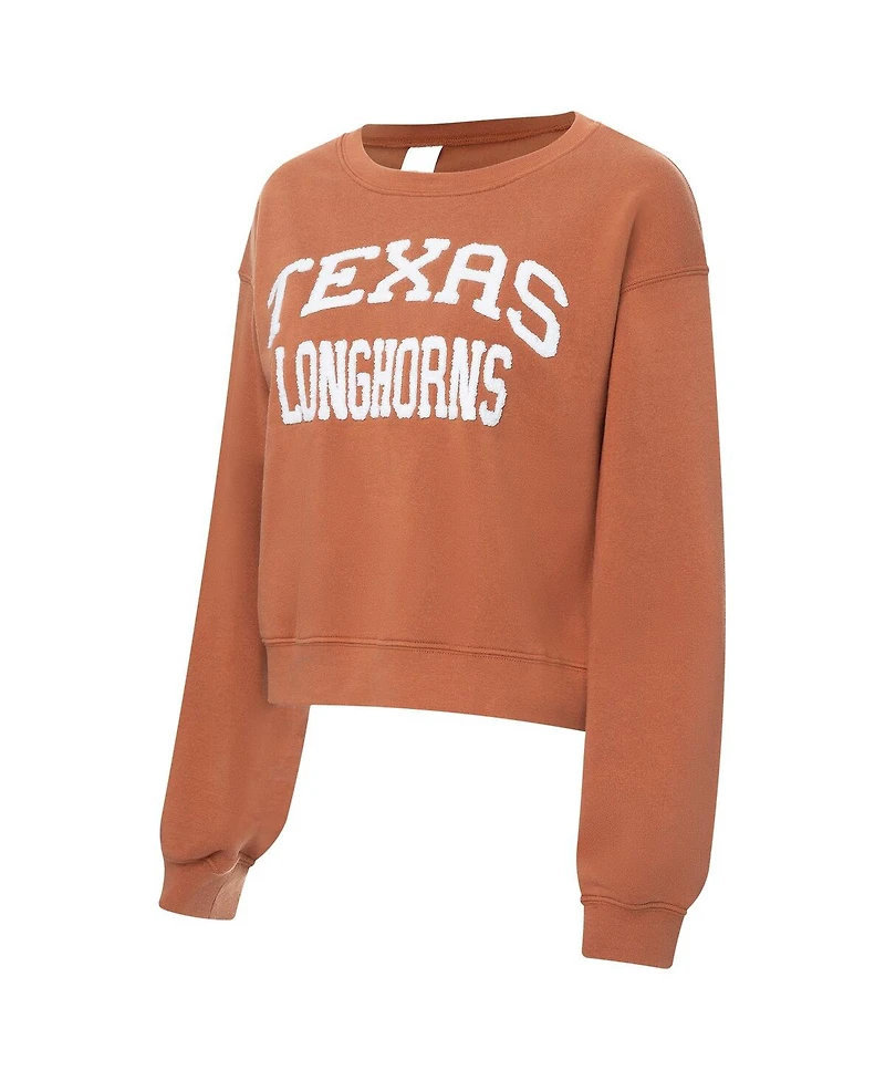 ZooZatz Women's Texas Orange Longhorns Chenille Cropped Sweatshirt