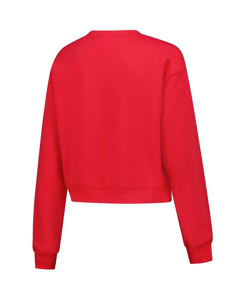 ZooZatz Women's Scarlet Ohio State Buckeyes Chenille Cropped Sweatshirt