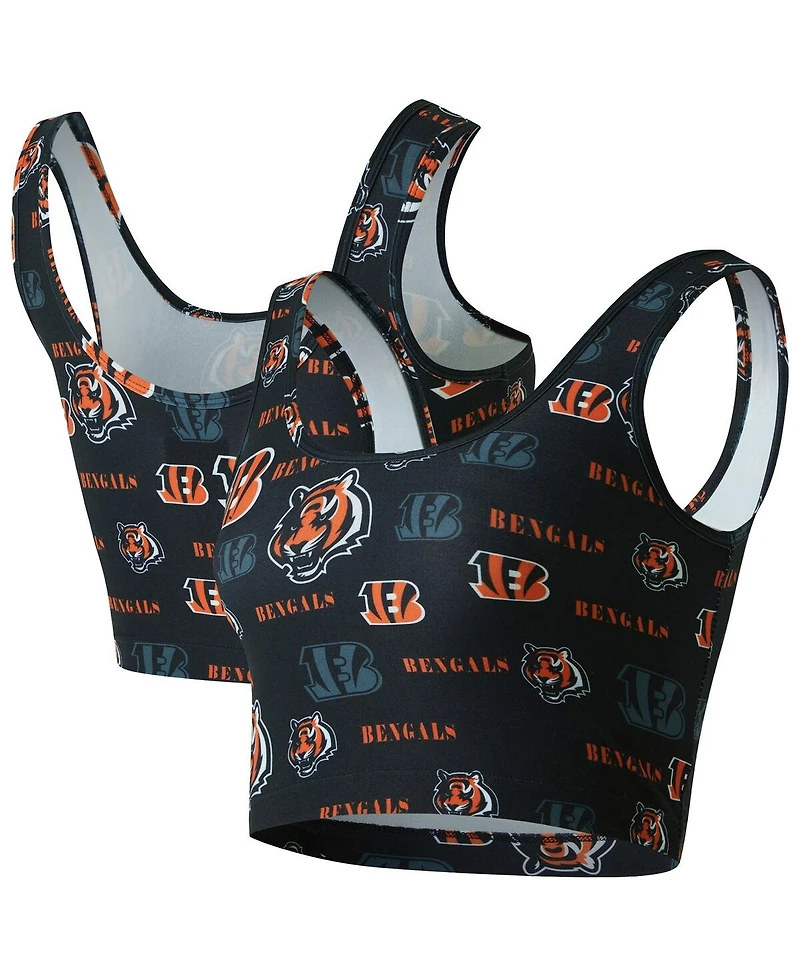 Concepts Sport Women's Black Cincinnati Bengals Mosaic Allover Print Bralette