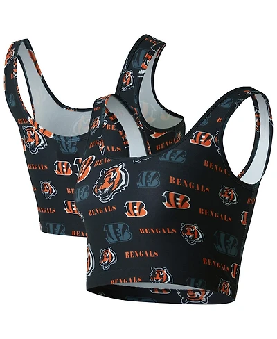 Concepts Sport Women's Black Cincinnati Bengals Mosaic Allover Print Bralette