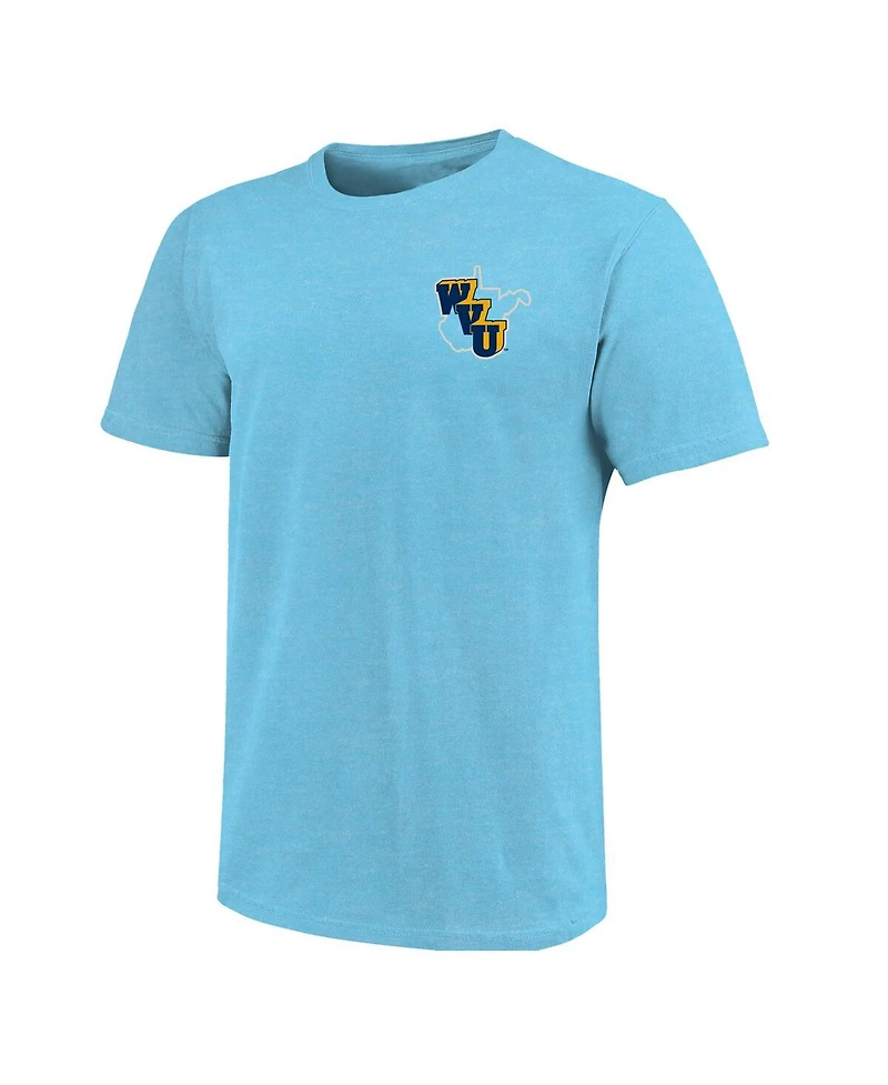 Image One Men's Light Blue West Virginia Mountaineers Throwback Retro Badge Script T-Shirt