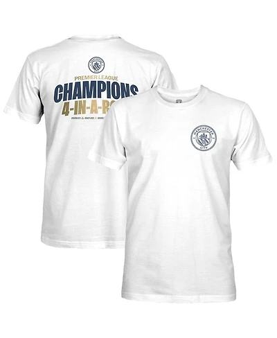 1863FC Men's White Manchester City Four-Time Consecutive Premier League Champions Lockup T-Shirt
