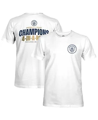 1863FC Men's White Manchester City Four-Time Consecutive Premier League Champions Lockup T-Shirt