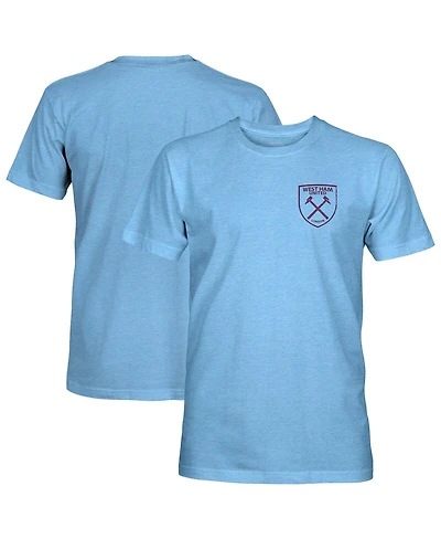 1863FC Men's Light Blue West Ham United Left Mono Badge Vintage Tri-Blend T-Shirt