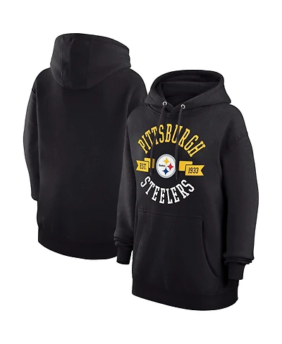 G-iii 4Her by Carl Banks Women's Black Pittsburgh Steelers City Graphic Team Fleece Pullover Hoodie