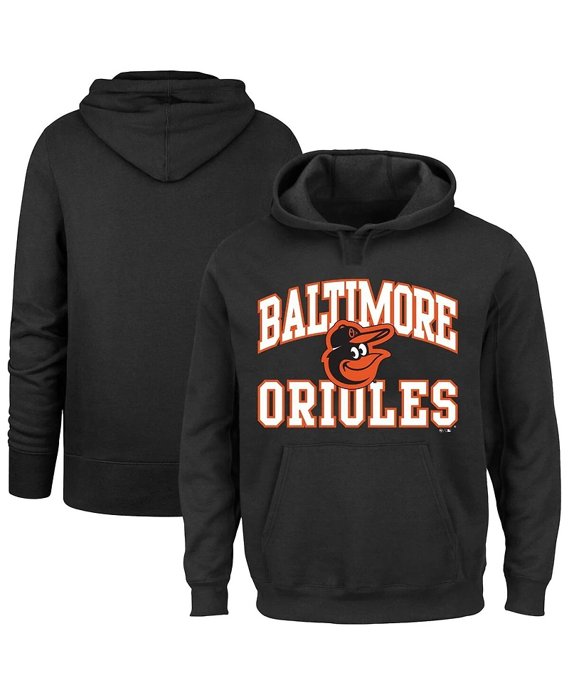'47 Brand Men's Black Baltimore Orioles Big Tall Velocity Fleece Pullover Hoodie