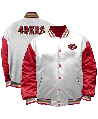 Mitchell & Ness Women's White San Francisco 49ers Plus Full-Snap Satin Jacket