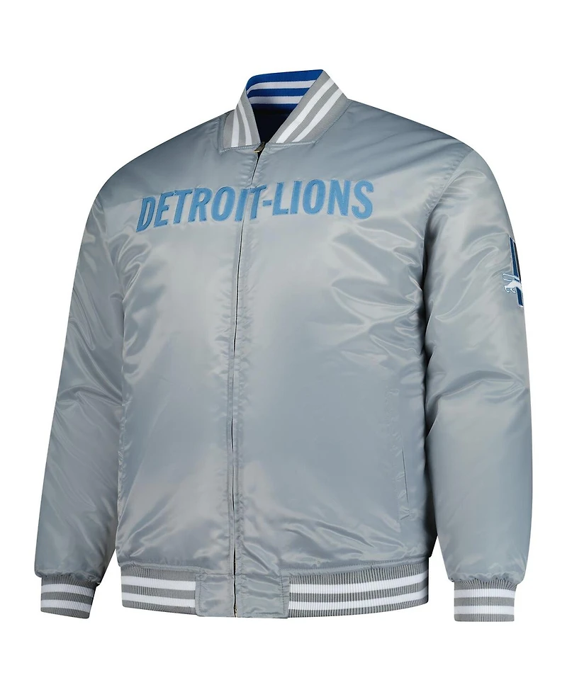 Mitchell & Ness Men's Blue/Silver Detroit Lions Big Tall Throwback Reversible Full-Zip Jacket