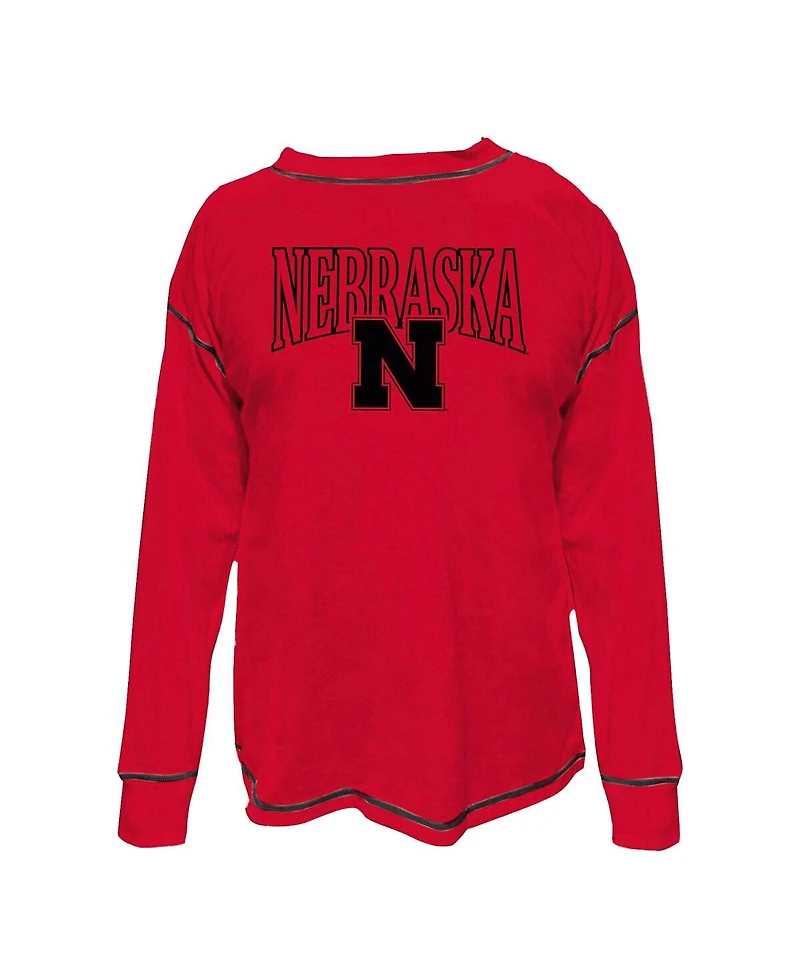 Fanatics Women's Scarlet Nebraska Huskers Plus Contrast Stitch Sweatshirt