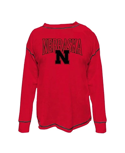 Fanatics Women's Scarlet Nebraska Huskers Plus Contrast Stitch Sweatshirt
