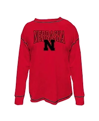 Fanatics Women's Scarlet Nebraska Huskers Plus Contrast Stitch Sweatshirt