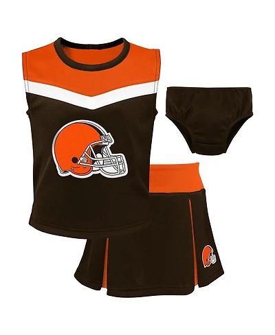 Outerstuff Girls Preschool 2-Piece Brown Cleveland Browns Spirit Cheerleader Set with Bloomers