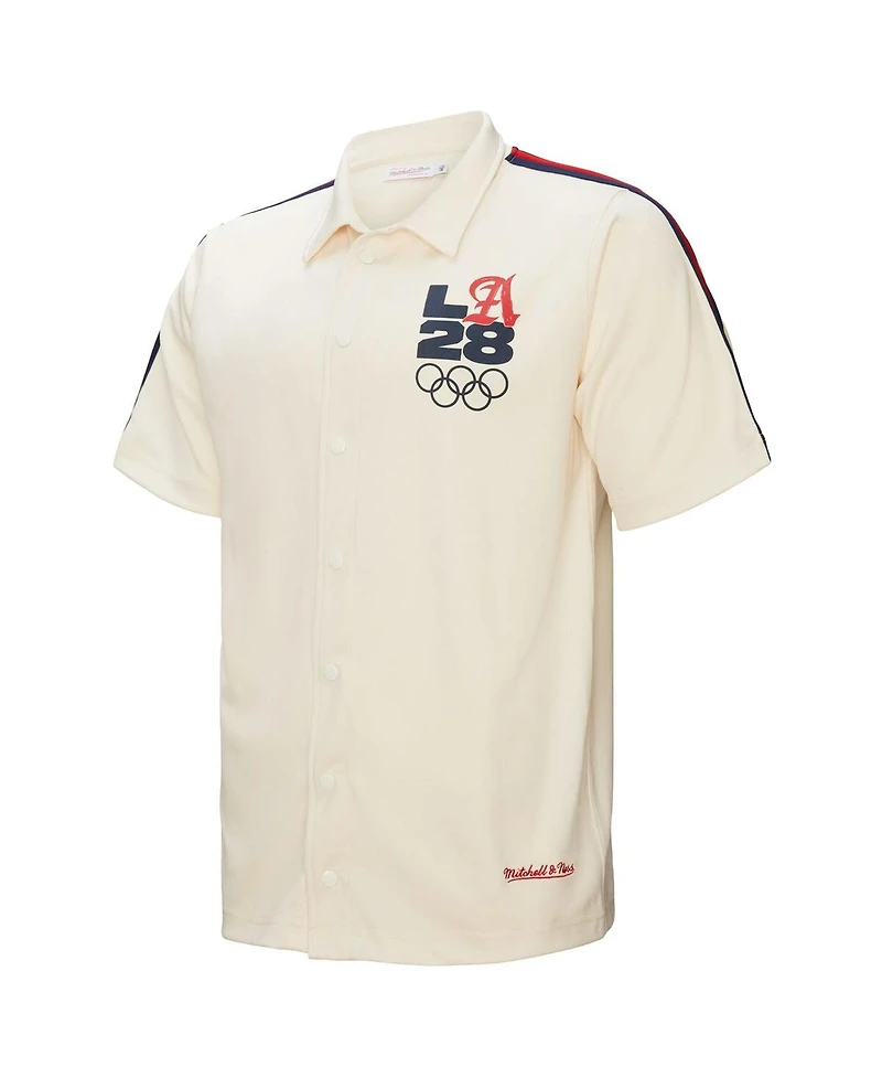 Mitchell & Ness Men's Cream LA28 Button-Up Shooting Shirt