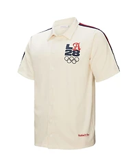 Mitchell & Ness Men's Cream LA28 Button-Up Shooting Shirt