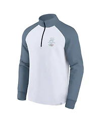 Fanatics Men's White Milano Cortina 2026 Winter Olympics Color Block Raglan Quarter-Zip Sweatshirt