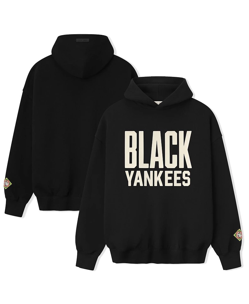 Fear of God Men's Black Yankees Negro Leagues Baseball Museum Fleece Pullover Hoodie