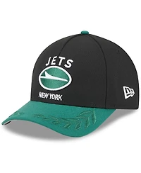 New Era Big Boys and Girls Black/Green New York Jets 2025 Nfl Draft 9FORTY A-Frame M-Crown Adjustable Hat