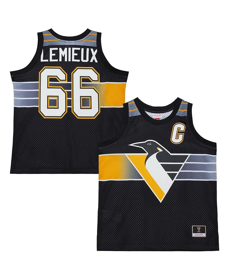 Mitchell & Ness Men's and Women's Mario Lemieux Black Pittsburgh Penguins Maxed Out Fashion Basketball Jersey