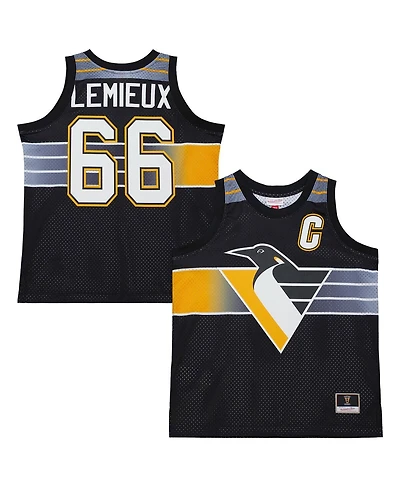 Mitchell & Ness Men's and Women's Mario Lemieux Black Pittsburgh Penguins Maxed Out Fashion Basketball Jersey